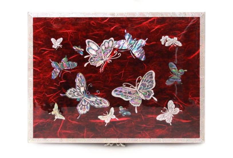 Mother of pearl Najeon Hanji Jewelry Box (Blue/Red)