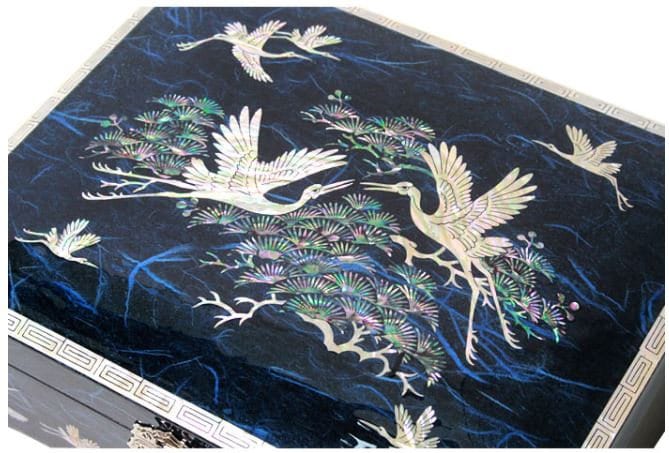 Mother of pearl Najeon Hanji Jewelry Box (Blue/Red)