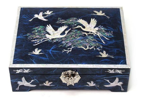 Mother of pearl Najeon Hanji Jewelry Box (Blue/Red)