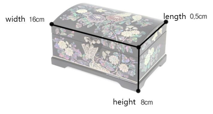 Najeon 2-stage painting of flowers and birds mother of pearl jewelry box black (16cm)