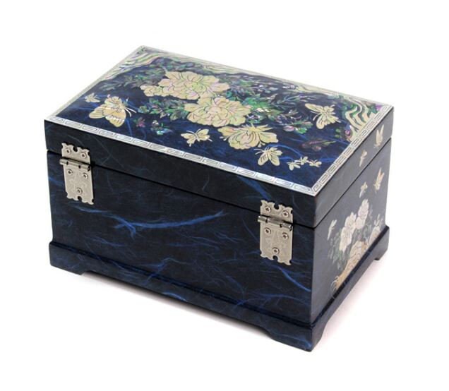 Najeon Lacquer Hanji Butterfly Peony 2 Drawers Jewelry Box (17.5cm)