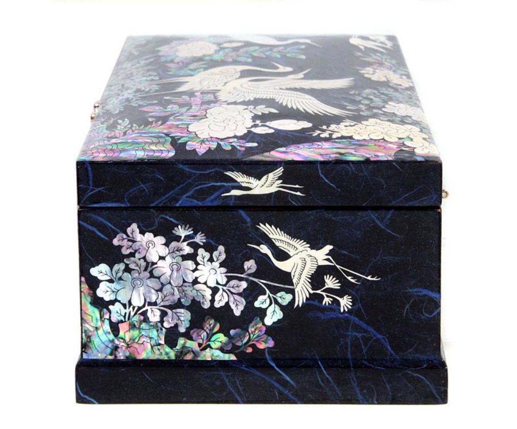 Korean Najeon Hanji Mother of pearl Flower Songhak 2-stage 21cm jewelry box