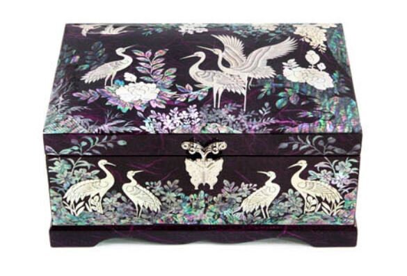 Korean Najeon Hanji Mother of pearl Flower Songhak 2-stage 21cm jewelry box