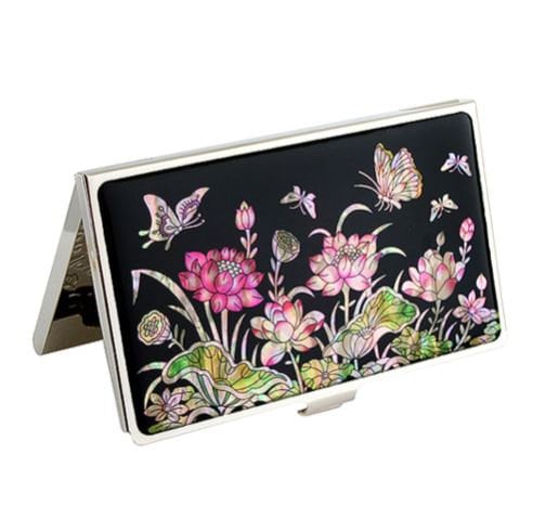 Najeon Lacquer Business Card Case Lotus Mother of pearl Business Card Case