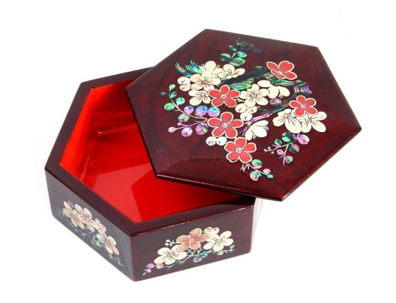 High-grade najeon flower hexagonal box jewelry box multipurpose