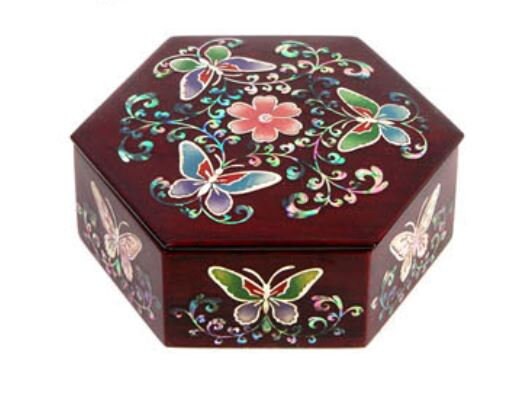 High-grade najeon flower hexagonal box jewelry box multipurpose