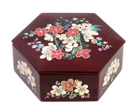 High-grade najeon flower hexagonal box jewelry box multipurpose