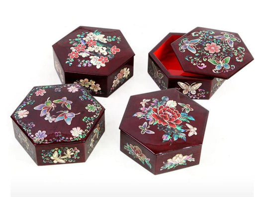 High-grade najeon flower hexagonal box jewelry box multipurpose
