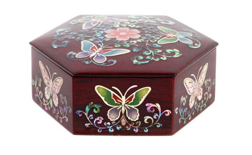 High-grade najeon flower hexagonal box jewelry box multipurpose