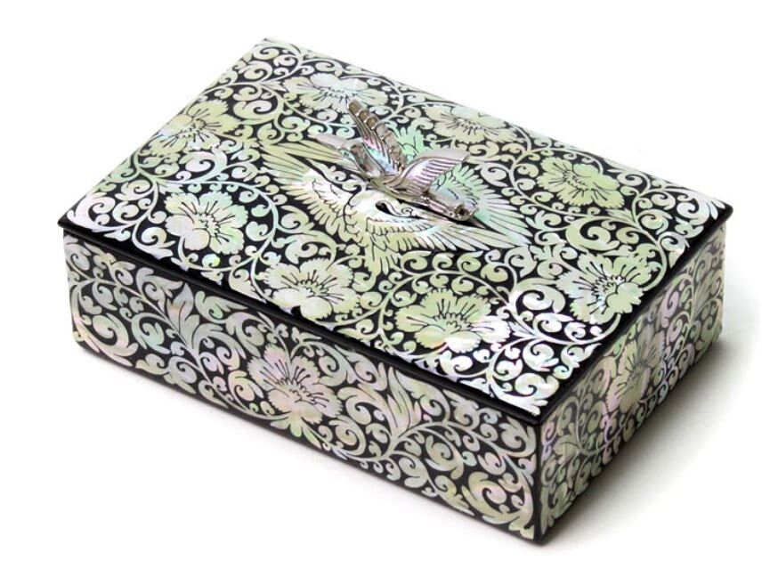 Luxury najeon Ssanghak black arabesque tap business card & jewelry box