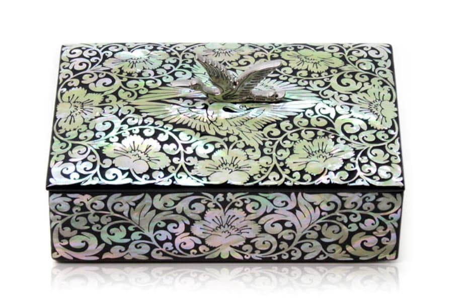 Luxury najeon Ssanghak black arabesque tap business card & jewelry box