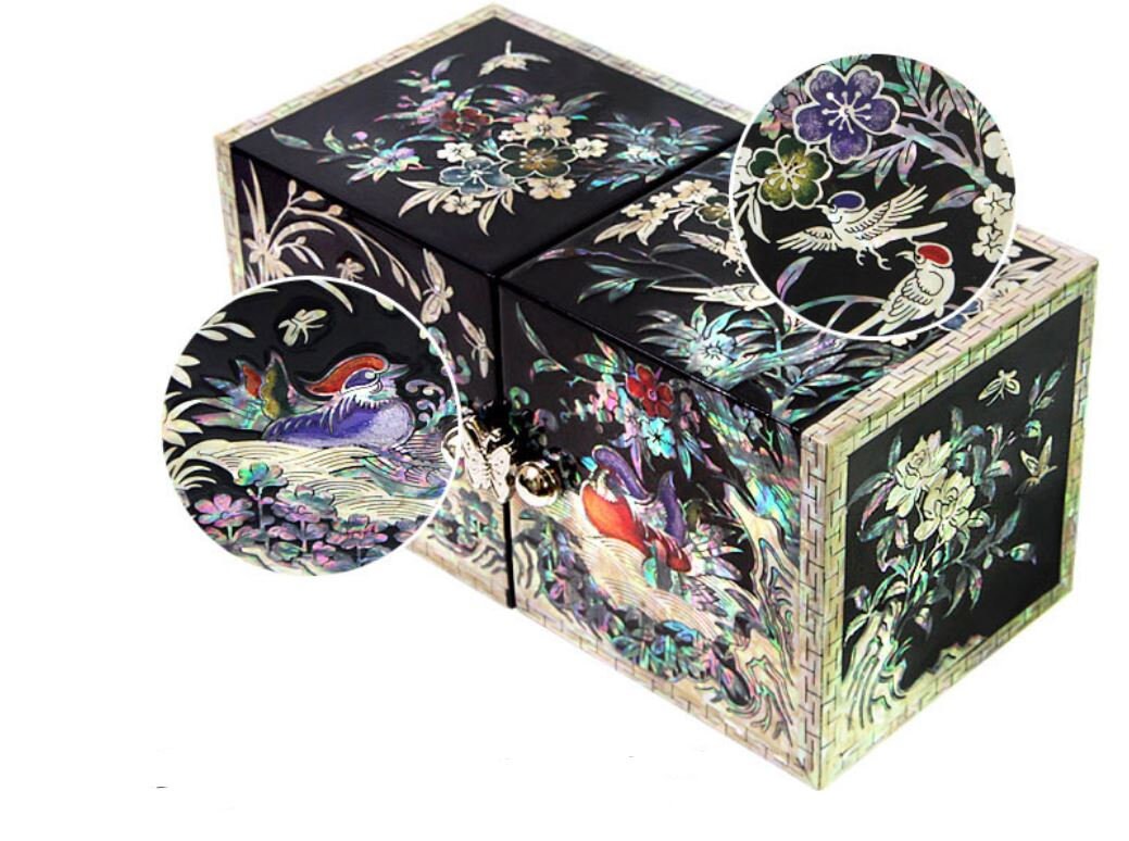 Premium Najeon Ssanghap Mandarin Duck Mother Of Pearl Jewelry Box