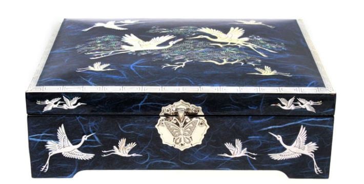 Mother of pearl Najeon Hanji Jewelry Box (Blue/Red)