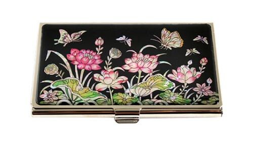 Najeon Lacquer Business Card Case Lotus Mother of pearl Business Card Case