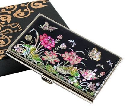 Najeon Lacquer Business Card Case Lotus Mother of pearl Business Card Case