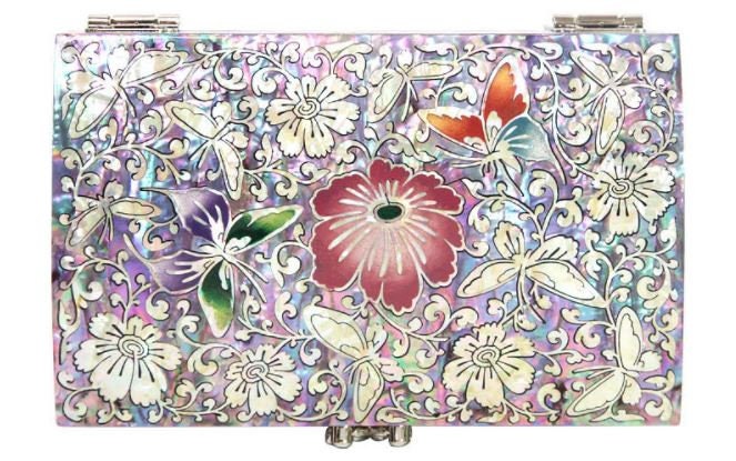 Elegant flower butterfly mother of pearl jewelry box