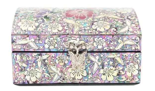 Elegant flower butterfly mother of pearl jewelry box