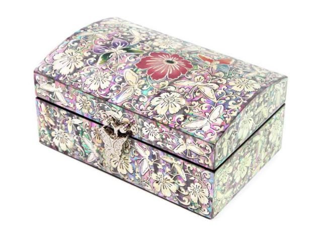 Elegant flower butterfly mother of pearl jewelry box