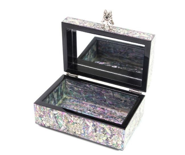 Elegant flower butterfly mother of pearl jewelry box