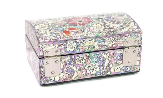 Elegant flower butterfly mother of pearl jewelry box