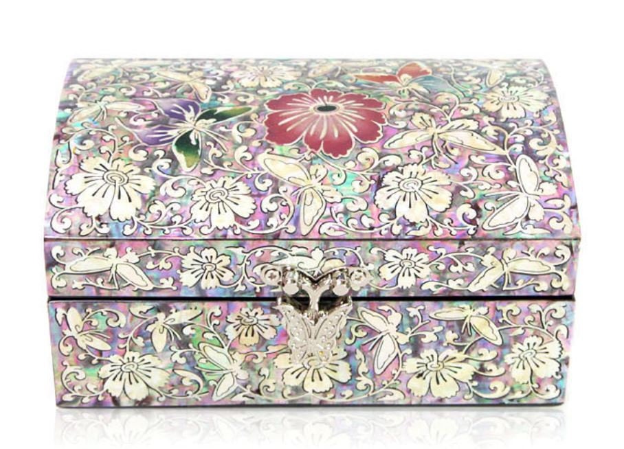Elegant flower butterfly mother of pearl jewelry box
