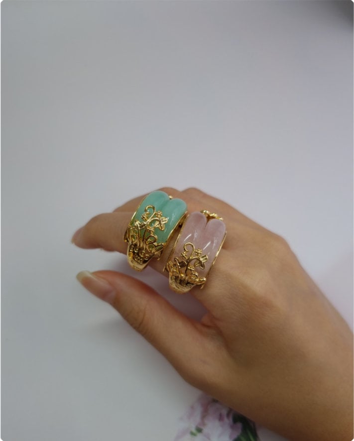 Korean traditional wedding ring hanbok ring double jade ring