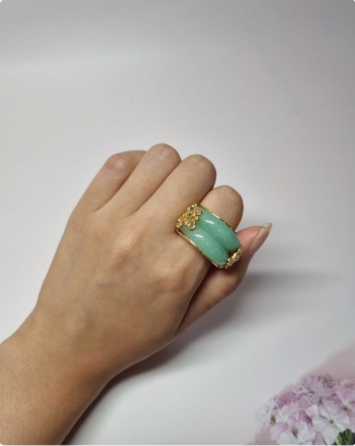 Korean traditional wedding ring hanbok ring double jade ring