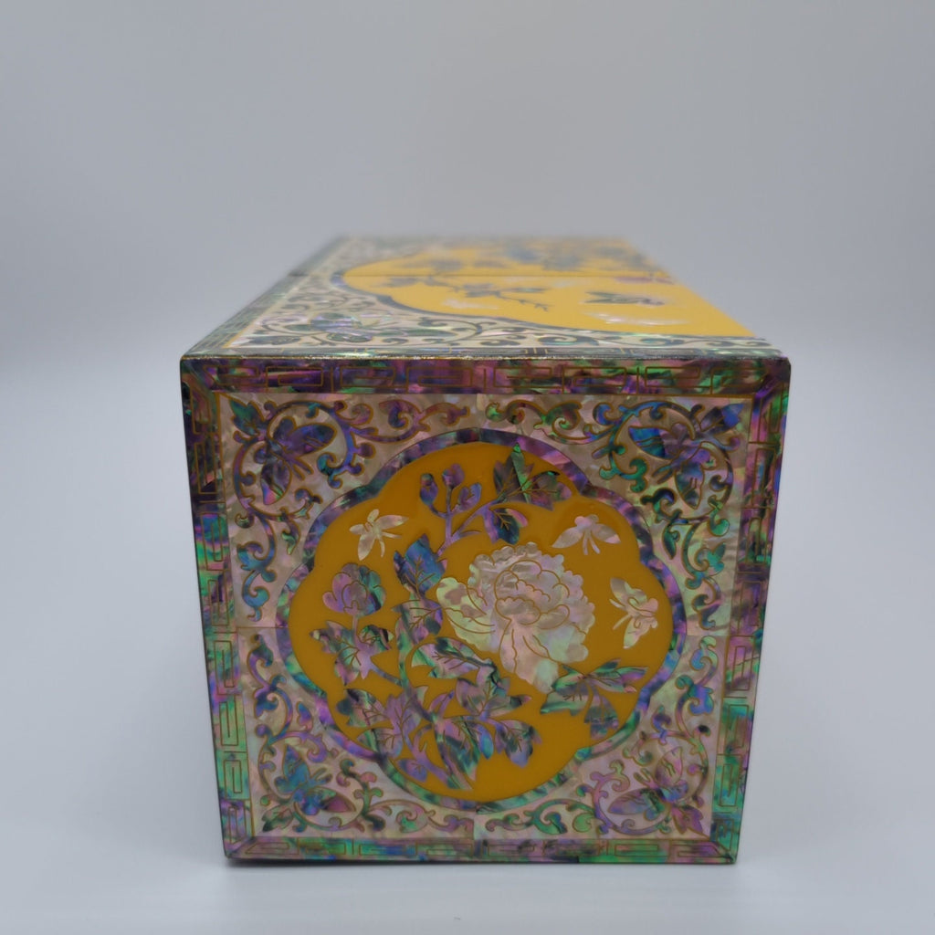Freesia Yellow Mother of pearl Jewelry Box Najeon Lacquer Two stage mother of pearl box