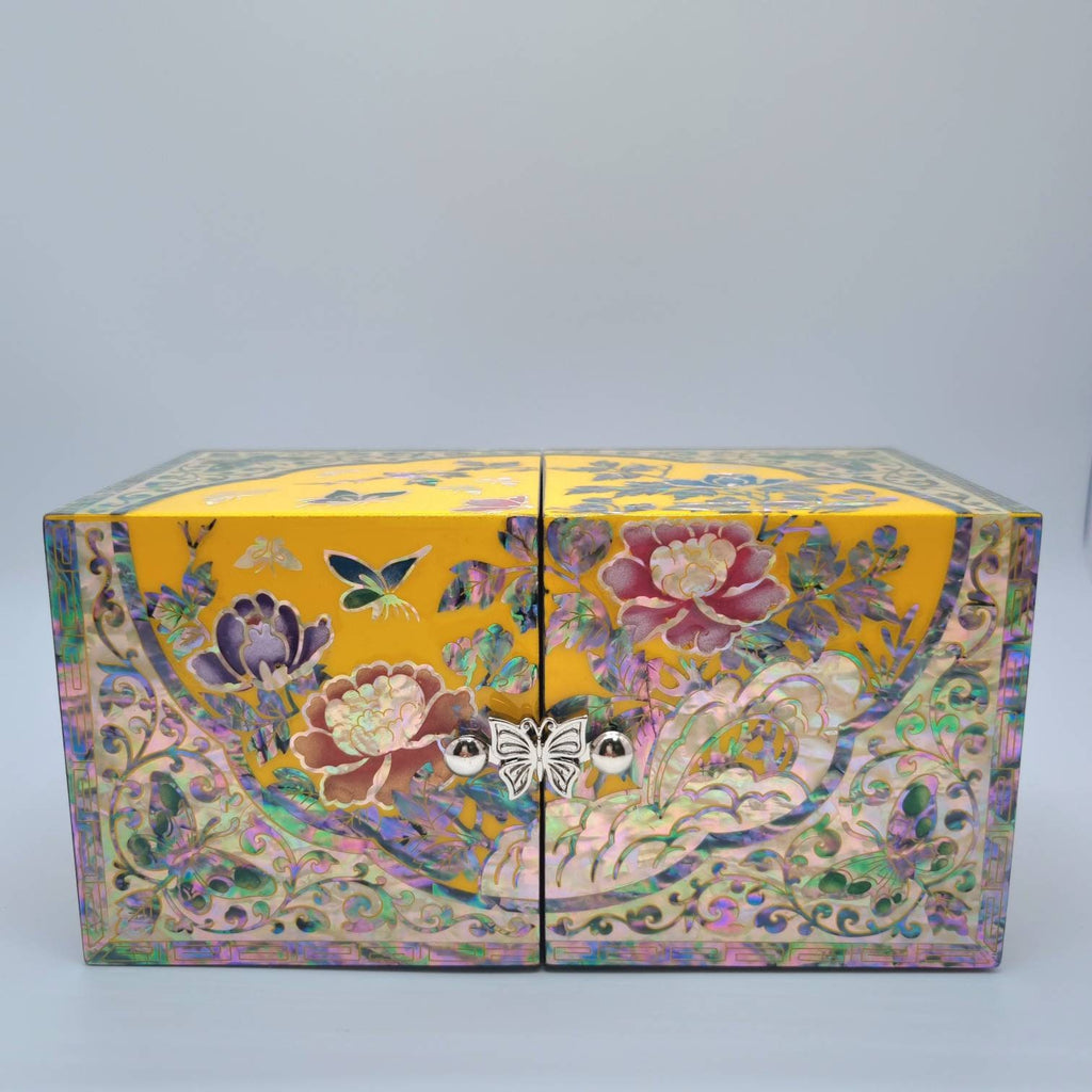 yellow mother of pearl jewelry box