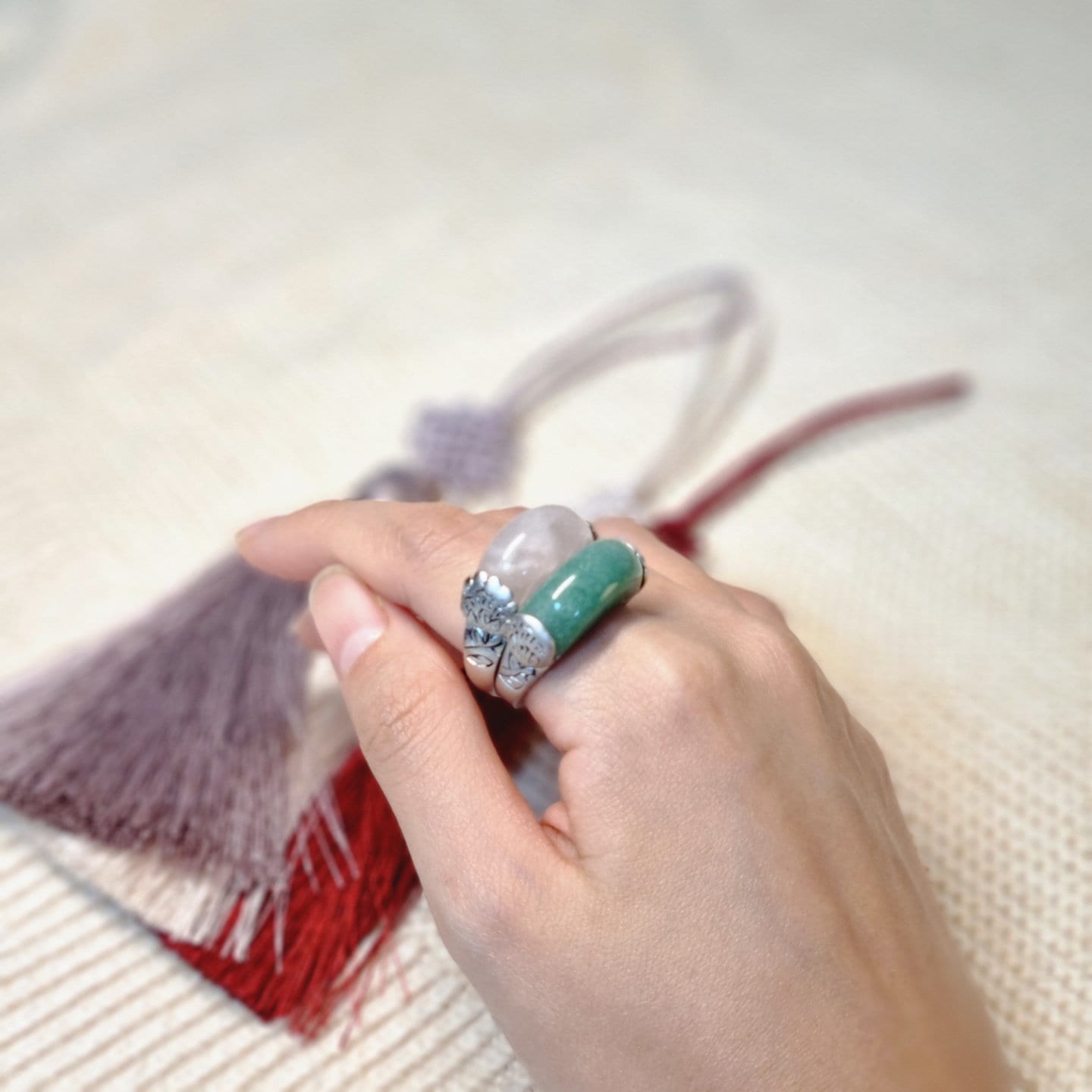 Korean traditional  hanbok ring simple jade ring wedding ring(2type)