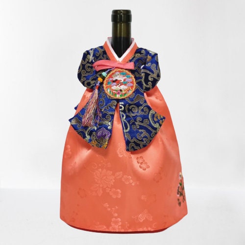 Korean hanbok wine bottle cover KING & QUEEN