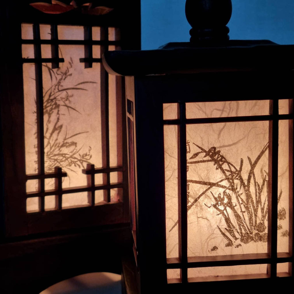 Korean traditional crafts Four Gracious Plants Hanji lantern Antique mood lamp Mood light 2type