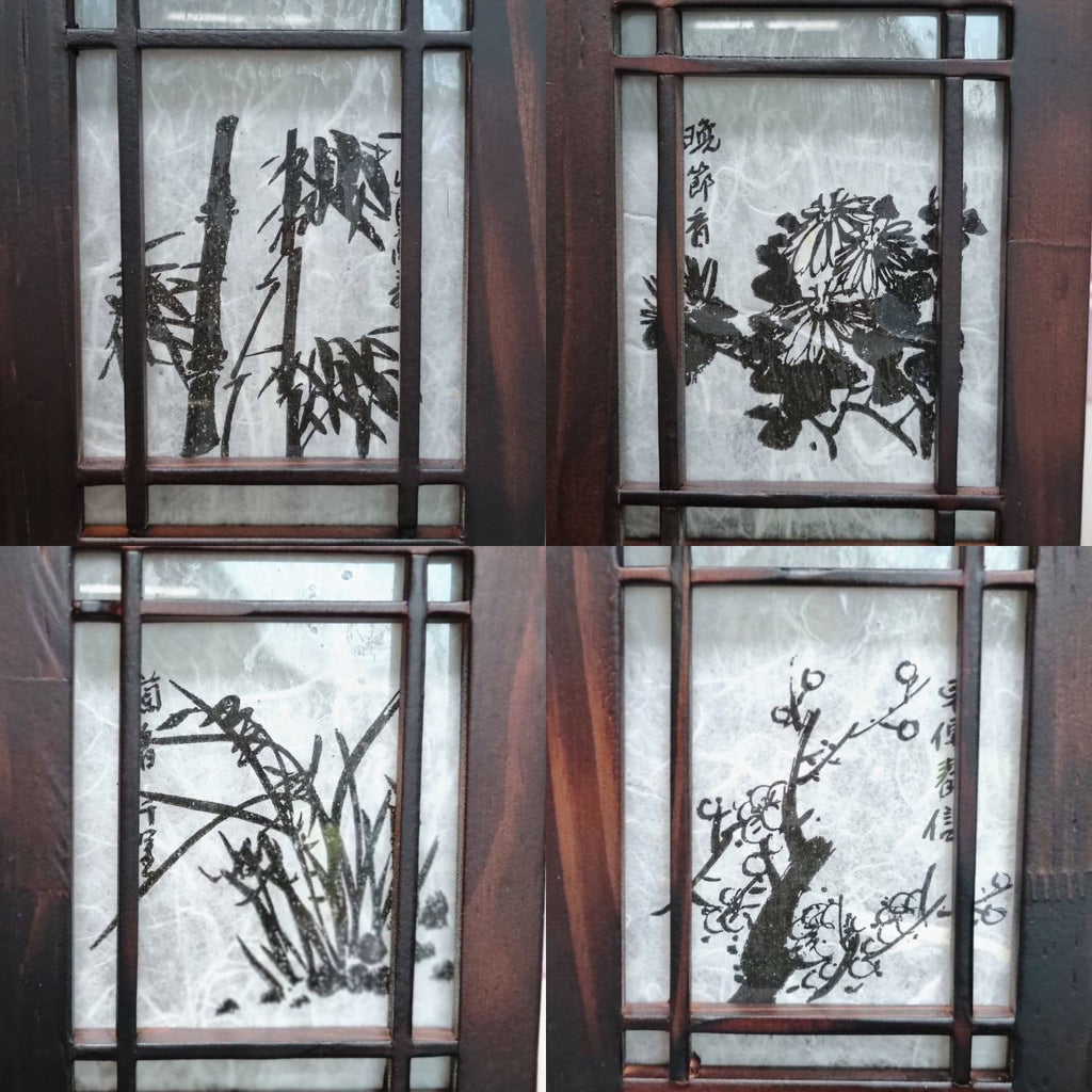 Korean traditional crafts Four Gracious Plants Hanji lantern Antique mood lamp Mood light 2type
