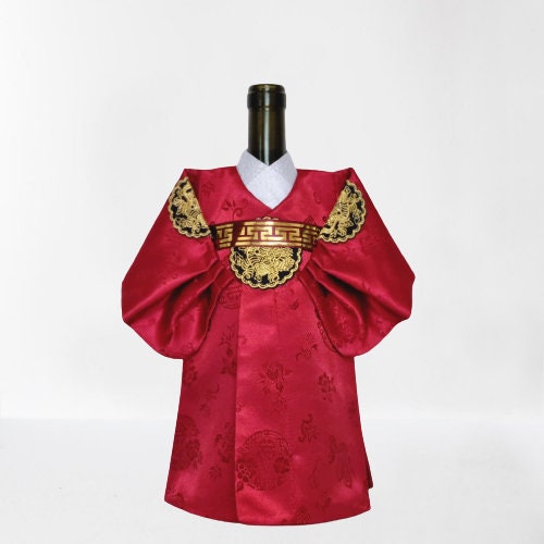 Korean hanbok wine bottle cover KING & QUEEN