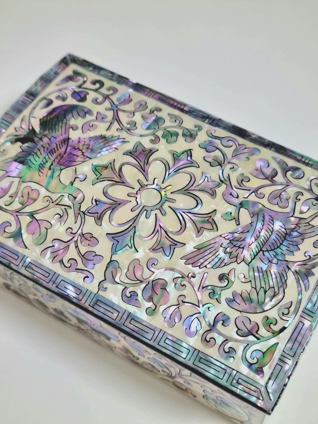 Korean Joseon Najeon Flower Ssanghakdang,mother of pearl Business Card Box & Organizer Box