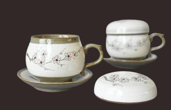 Korean plum flower tea cup & coaster