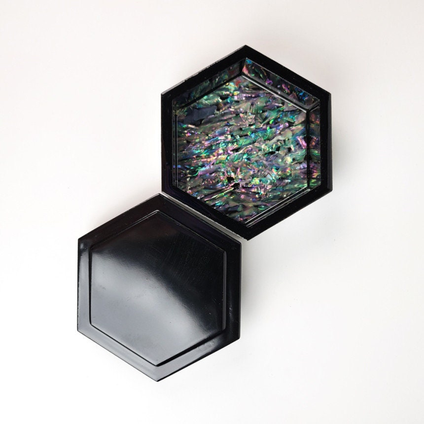 Hexagon colorful butterfly mother of pearl jewerly box