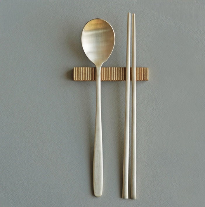 Korean brassware round spoon&chopstick set