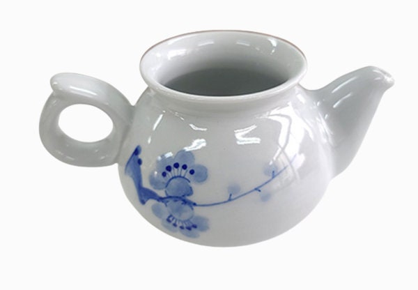 Korean plum white porcelain tea set (for 3 people)