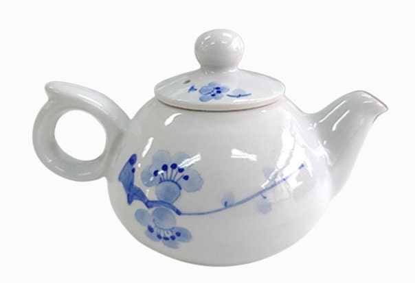 Korean plum white porcelain tea set (for 3 people)