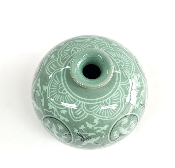 Korean Traditional Celadon Unhak Maeho Vase Interior Decor