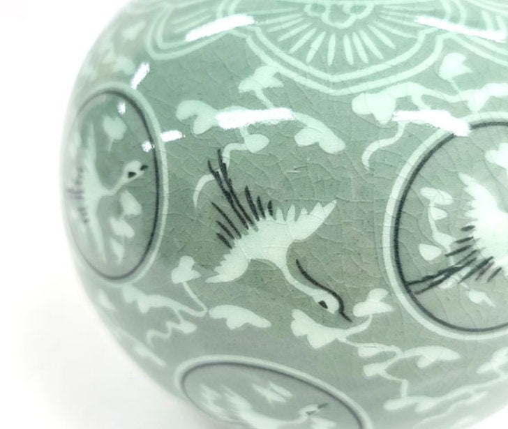 Korean Traditional Celadon Unhak Maeho Vase Interior Decor