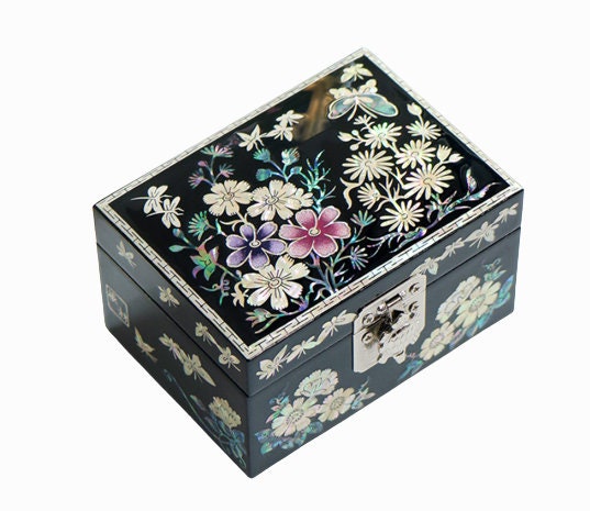 Korean fancy flower mother of pearl jewelry box (2type)