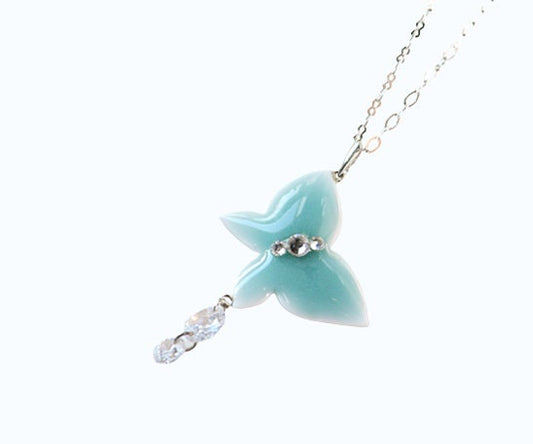 Porcelain Celadon Butterfly Necklace