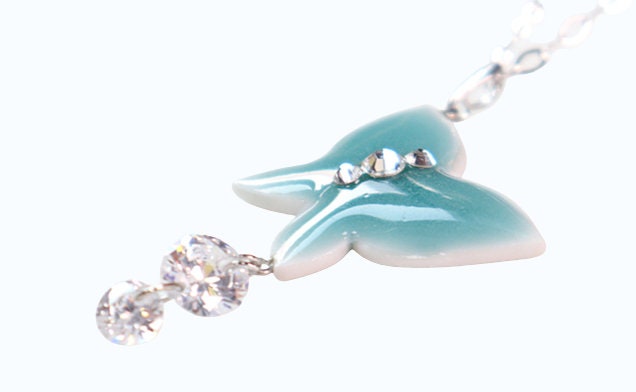 Porcelain Celadon Butterfly Necklace