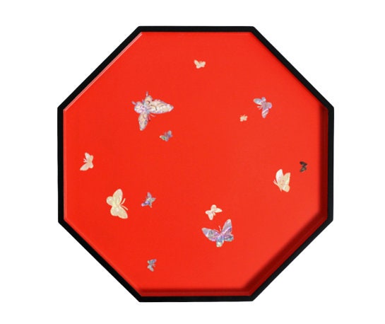 Octagonal mother of pearl simple butterfly tray (4type)