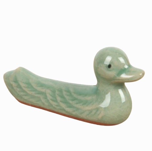 Celadon Duck Spoon, Fork, Chopsticks Rest 2P SET