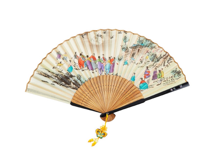 Korean traditional mother of pearl traditional fans (Ganggangsulae 강강수월래)