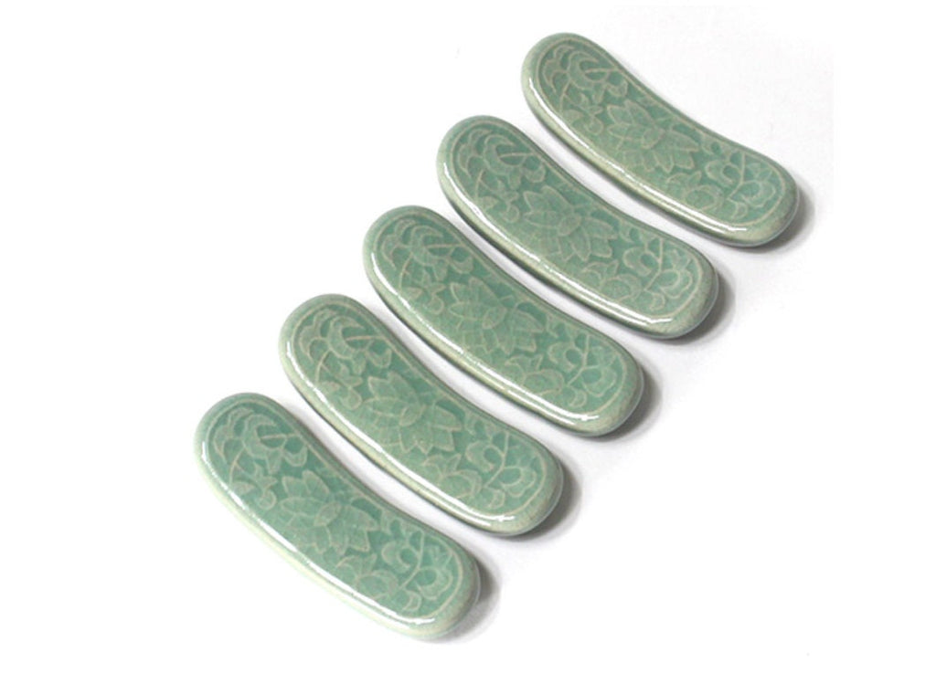 Celadon Arabesque Pattern Cutlery Spoon Chopsticks Rest Set (5P)