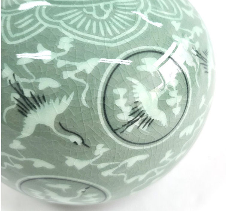 Korean Traditional Celadon Unhak Maeho Vase Interior Decor